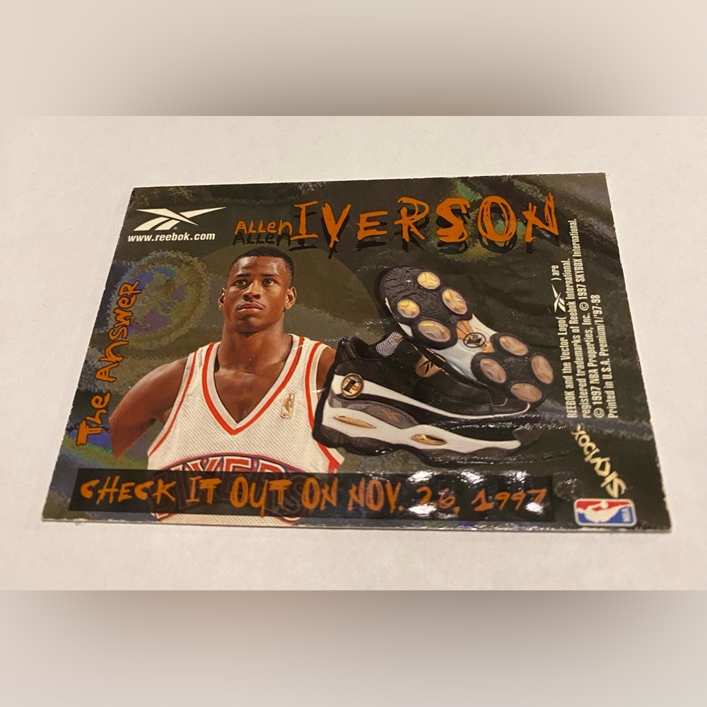 Allen Iverson Rare!  1998 Reebok Silver holographic chase foil Basketball card - Picture 2 of 3
